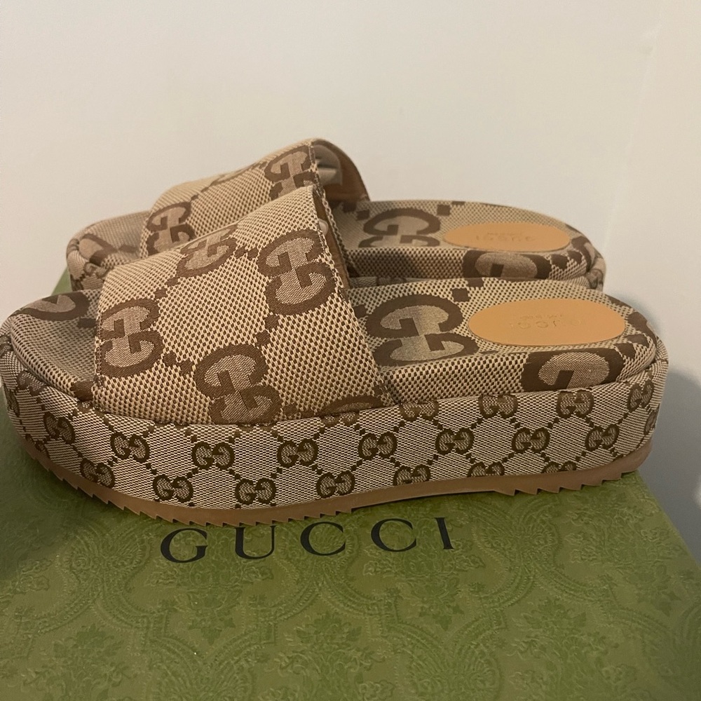 Authentic Gucci Macro GG Sandals/Platform